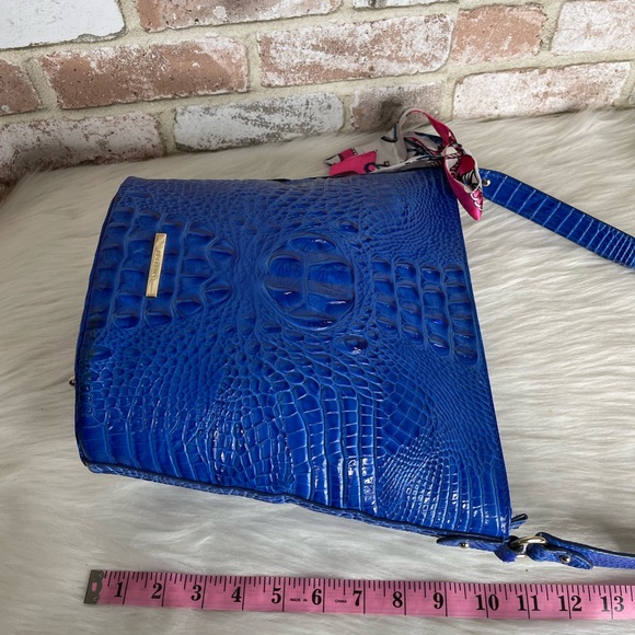 Brahmin Blue Croc-Embossed Shoulder Bag - Picture 13 of 14
